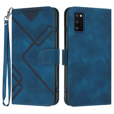 For Samsung Galaxy A41 Line Pattern Skin Feel Leather Phone Case(Royal Blue)