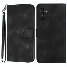 For Samsung Galaxy A24 4G Line Pattern Skin Feel Leather Phone Case(Black) For Samsung Galaxy A24 4G Line Pattern Skin Feel Leather Phone Case(Black)