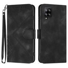 For Samsung Galaxy A22 4G Line Pattern Skin Feel Leather Phone Case(Black) For Samsung Galaxy A22 4G Line Pattern Skin Feel Leather Phone Case(Black)