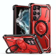 For Samsung Galaxy S22 Ultra 5G Armor Series MagSafe Magnetic Holder Phone Case(Red)