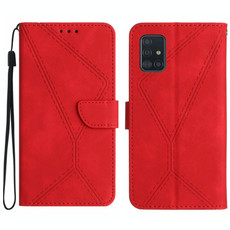 For Samsung Galaxy A51 4G Stitching Embossed Leather Phone Case(Red)