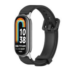For Xiaomi Mi Band 8 Mijobs Silicone Breathable Watch Band(Black Silver) For Xiaomi Mi Band 8 Mijobs Silicone Breathable Watch Band(Black Silver)