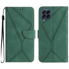 For Samsung Galaxy M33 5G Stitching Embossed Leather Phone Case(Green)