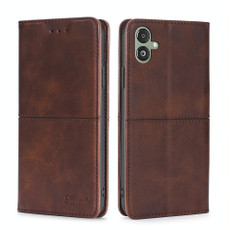 For Samsung Galaxy F14 5G Cow Texture Magnetic Leather Phone Case(Dark Brown)