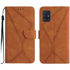 For Samsung Galaxy A51 4G Stitching Embossed Leather Phone Case(Brown)