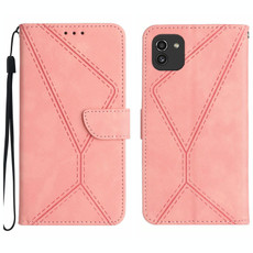 For Samsung Galaxy A03 164mm Stitching Embossed Leather Phone Case(Pink)
