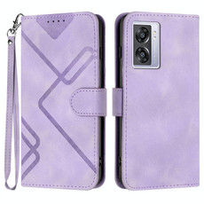 For OPPO A57e 4G Global/A57s 4G Global Line Pattern Skin Feel Leather Phone Case(Light Purple)