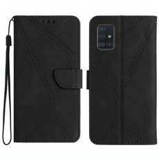For Samsung Galaxy A71 5G Stitching Embossed Leather Phone Case(Black)
