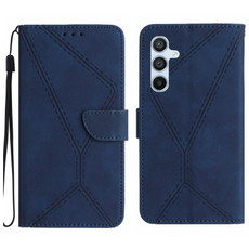 For Samsung Galaxy A34 5G Stitching Embossed Leather Phone Case(Blue)