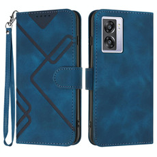 For OPPO A57e 4G Global/A57s 4G Global Line Pattern Skin Feel Leather Phone Case(Royal Blue)