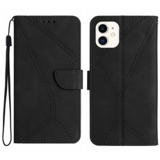 For iPhone 11 Stitching Embossed Leather Phone Case(Black)