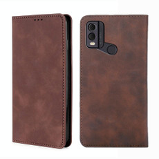 For Nokia C22 Skin Feel Magnetic Leather Phone Case(Dark Brown)