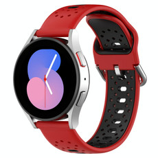 For Samsung Galaxy Watch 4 44mm 20mm Breathable Two-Color Silicone Watch Band(Red+Black)
