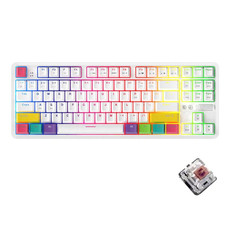 Ajazz K870T 87-Key RGB Office Game Phone Tablet Bluetooth/Wired Dual-Mode Mechanical Keyboard Tea Shaft (White)