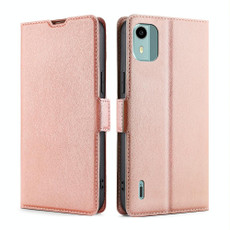 For Nokia C12 Ultra-thin Voltage Side Buckle Horizontal Flip Leather Phone Case(Rose Gold)