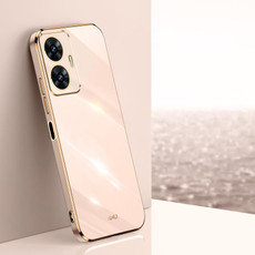 For Realme C55 XINLI Straight Edge 6D Electroplate TPU Phone Case(Pink)