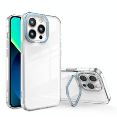 For iPhone XS / X Transparent Invisible Bracket Shockproof Phone Case(Blue)