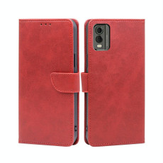 For Nokia C32 Calf Texture Buckle Flip Leather Phone Case(Red)