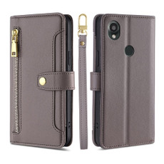 For Kyocera Digno SX3-KYG02 Sheep Texture Cross-body Zipper Wallet Leather Phone Case(Grey)