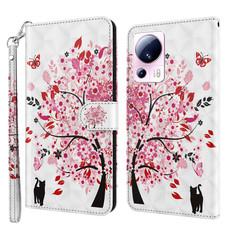 For Xiaomi 13 Lite 3D Painting Pattern Flip Leather Phone Case(Cat Under The Tree)