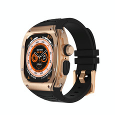 For Apple Watch Ultra 49mm Armor Stainless Steel Case TPU Watch Band(Rose Gold Black) For Apple Watch Ultra 49mm Armor Stainless Steel Case TPU Watch Band(Rose Gold Black)