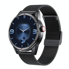 R6 1.32 inch Round Screen 2 in 1 Bluetooth Earphone Smart Watch, Support Bluetooth Call / Health Monitoring(Black Steel Strap)