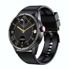 R6 1.32 inch Round Screen 2 in 1 Bluetooth Earphone Smart Watch, Support Bluetooth Call / Health Monitoring(Black Silicone Strap)