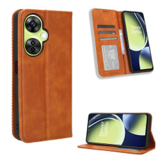 For OnePlus Nord CE 3 Lite Magnetic Buckle Retro Texture Leather Phone Case(Brown)
