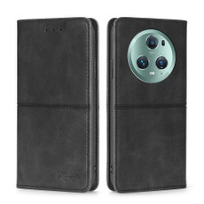For Honor Magic5 Pro Cow Texture Magnetic Horizontal Flip Leather Phone Case(Black)