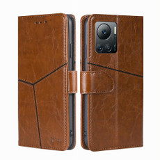 For Infinix Note 12 VIP Geometric Stitching Flip Leather Phone Case(Light Brown)