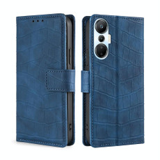 For Infinix Hot 20s Skin Feel Crocodile Magnetic Clasp Leather Phone Case(Blue)