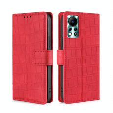For Infinix Hot 11s NFC Skin Feel Crocodile Magnetic Clasp Leather Phone Case(Red)