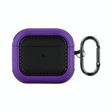 For AirPods 3 Leather Texture Earphone Protective Case(Black Purple)