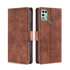 For Infinix Hot 11 Play Skin Feel Crocodile Magnetic Clasp Leather Phone Case(Brown)