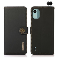 For Nokia C12 4G KHAZNEH Custer Genuine Leather RFID Phone Case(Black)