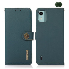 For Nokia C12 4G KHAZNEH Custer Genuine Leather RFID Phone Case(Green)