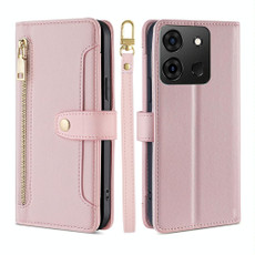 For Infinix Smart 7 Sheep Texture Cross-body Zipper Wallet Leather Phone Case(Pink) For Infinix Smart 7 Sheep Texture Cross-body Zipper Wallet Leather Phone Case(Pink)