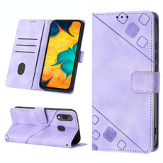 For Samsung Galaxy A30 / A20 / M10s Skin-feel Embossed Leather Phone Case(Light Purple)