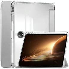 For OPPO Pad 2 3-Fold Clear Back Cover Leather Smart Tablet Case(Silver) For OPPO Pad 2 3-Fold Clear Back Cover Leather Smart Tablet Case(Silver)