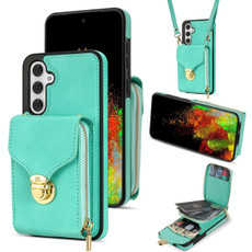For Samsung Galaxy A54 5G Zipper Hardware Card Wallet Phone Case(Mint Green)