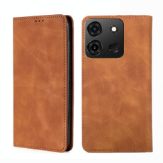 For Infinix Smart 7 Skin Feel Magnetic Horizontal Flip Leather Phone Case(Light Brown)