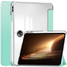 For OPPO Pad 2 3-Fold Clear Back Cover Leather Smart Tablet Case(Mint Green) For OPPO Pad 2 3-Fold Clear Back Cover Leather Smart Tablet Case(Mint Green)