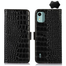 For Nokia C12 4G Crocodile Top Layer Cowhide Leather Phone Case(Black) For Nokia C12 4G Crocodile Top Layer Cowhide Leather Phone Case(Black)