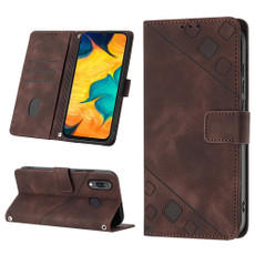 For Samsung Galaxy A30 / A20 / M10s Skin-feel Embossed Leather Phone Case(Brown)