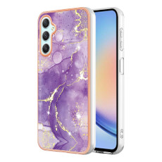 For Samsung Galaxy A24 Electroplating Marble Dual-side IMD Phone Case(Purple 002)