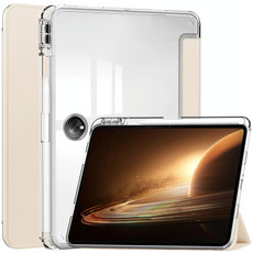 For OPPO Pad 2 3-Fold Clear Back Cover Leather Smart Tablet Case(Apricot) For OPPO Pad 2 3-Fold Clear Back Cover Leather Smart Tablet Case(Apricot)