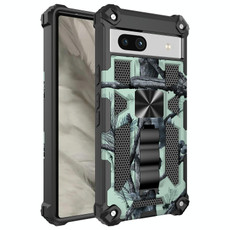For Google Pixel 7a Camouflage Armor Kickstand TPU + PC Magnetic Phone Case(Mint Green) For Google Pixel 7a Camouflage Armor Kickstand TPU + PC Magnetic Phone Case(Mint Green)