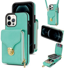 For iPhone 13 Pro Zipper Hardware Card Wallet Phone Case(Mint Green) For iPhone 13 Pro Zipper Hardware Card Wallet Phone Case(Mint Green)