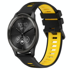 For Garmin Vivomove Trend 20mm Sports Two-Color Silicone Watch Band(Black+Yellow)