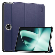 For OnePlus Pad / OPPO Pad 2 ENKAY Tri-fold Custer Texture Leather Stand Smart Case(Dark Blue) For OnePlus Pad / OPPO Pad 2 ENKAY Tri-fold Custer Texture Leather Stand Smart Case(Dark Blue)